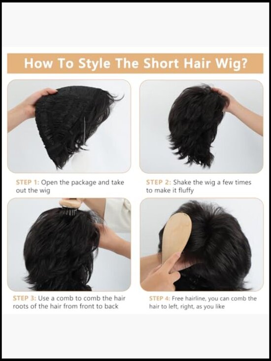 Short Curly Wigs for Women Shaggy Layered Pixie Cut with Bangs Heat Synthetic main image 6